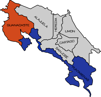 Costa Rica Maps Provinces Pacifc Coast