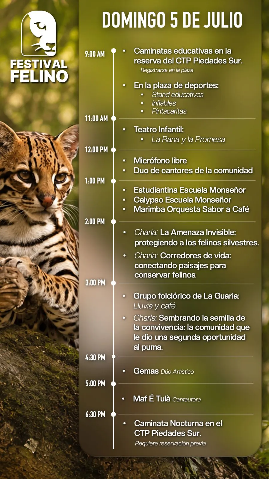 Agenda de la celebracion del Día Nacional del Felino Silvestre